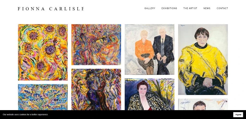 Homepage screenshot of Fionna Carlisle - Artist Portfolio