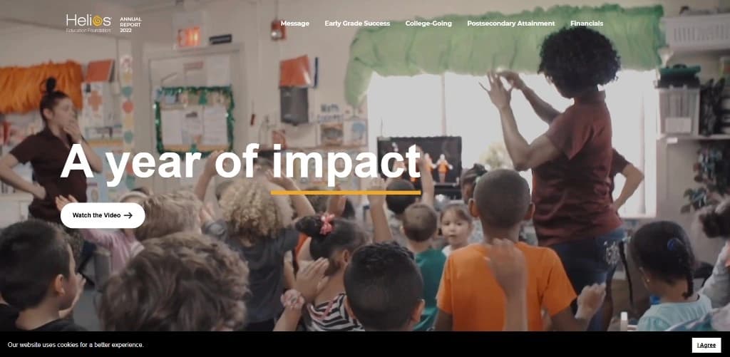 Homepage screenshot of Helios Education Foundation - Annual Report Site