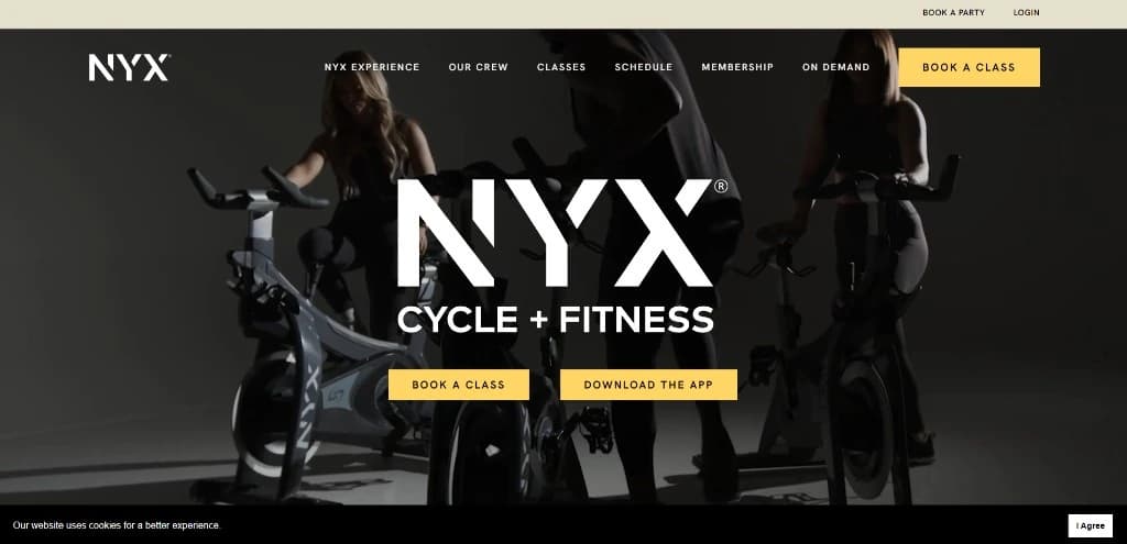 Homepage screenshot of NYX Cycle & Fitness - Fitness · Scottsdale, AZ